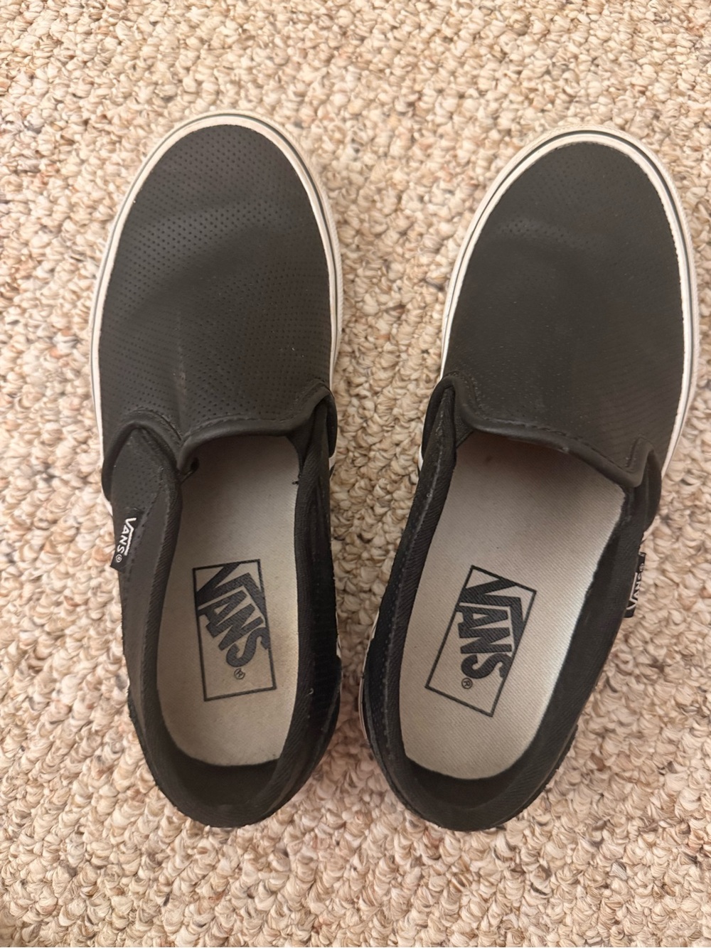 Vans Black Slip-On Sneakers with White Trim
